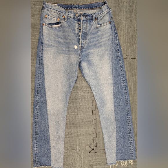 Rtr w27 (4) L30 Levi's 501 Spliced Jeans light medium wash denim pants - Picture 2 of 11
